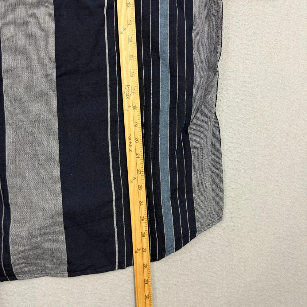 Banana Republic Shirt Small Blue Linen Blend Slim Fit Short Sleeve Striped NEW